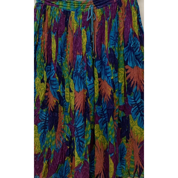 Vintage Cotton Bright Leaf Broomstick Prairie Maxi Skirt Boho Hippie Festival - Picture 2 of 5